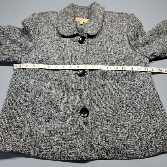 Notations Gray Charcoal Crop Jacket Preppy 3/4 Sleeves Button Up Women's Size S - Picture 7 of 10